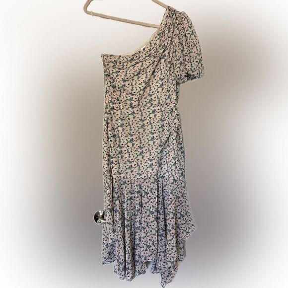 Astr One-Shoulder Floral Dress - White and Blue - Picture 7 of 14